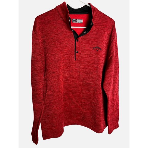 Callaway Men's Red Long Sleeve Pullover Size Large 1/4 Snap Button - Picture 1 of 6